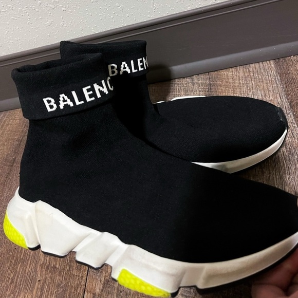Balenciaga Speed Sneaker Cuffed 'Black and Yellow' - Picture 2 of 8